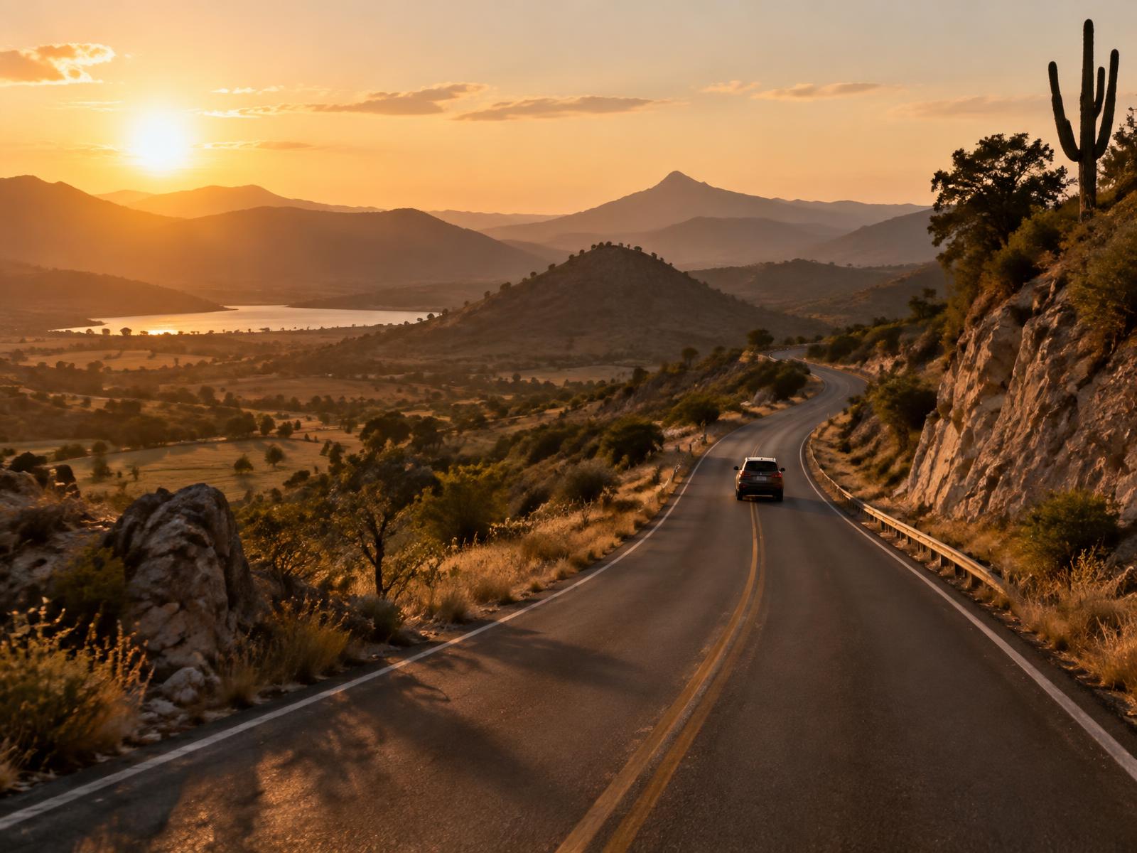 Ruta escénica entre montañas