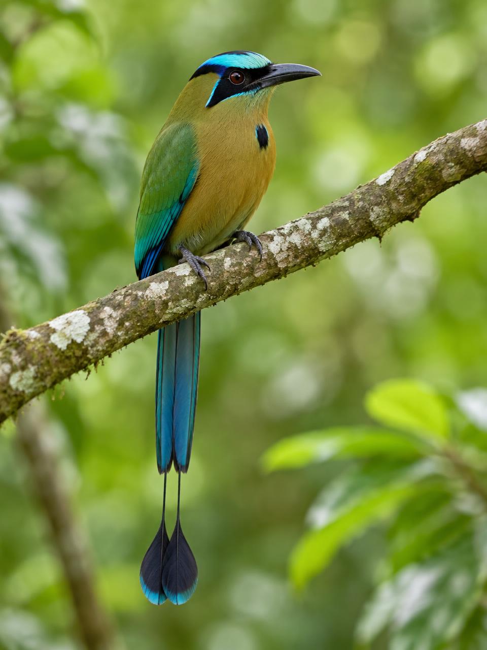 Pájaro toh posado en una rama de la selva