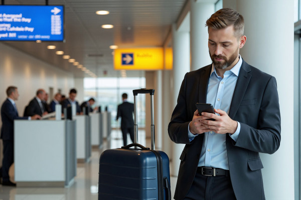 Viajero de negocios en un aeropuerto